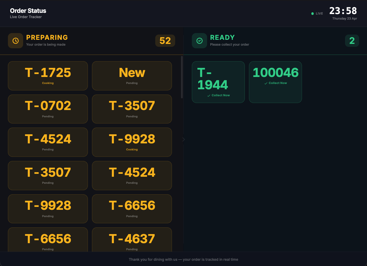 Order Status Tracking : Customer Display