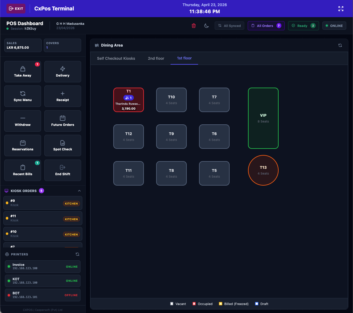 Table Management - Dark Mode
